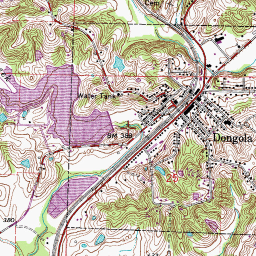 Topographic Map of Dongola Lake Dam, IL