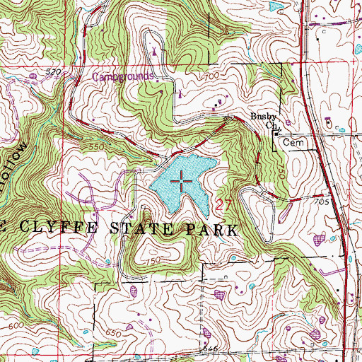 Topographic Map of Ferne Clyffe Lake, IL