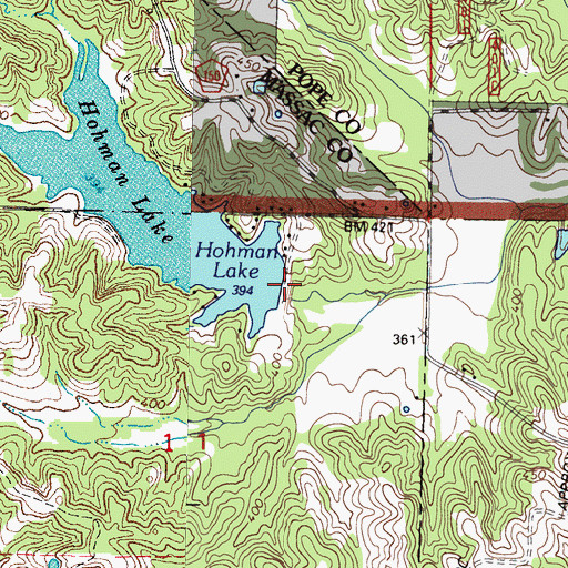 Topographic Map of Hohman Lake Dam, IL