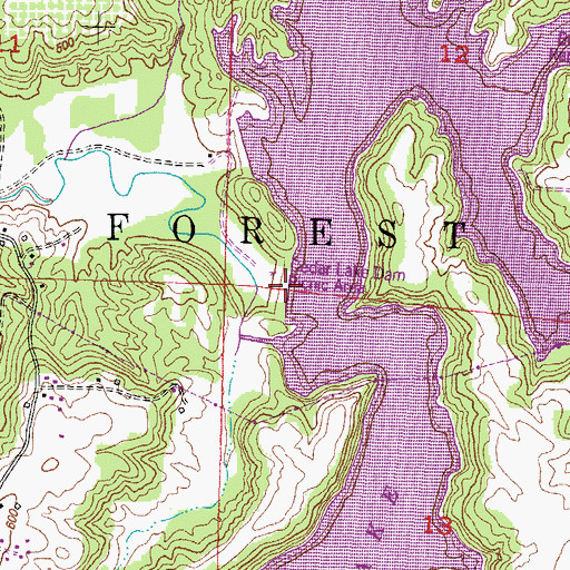 Topographic Map of Cedar Lake Dam, IL