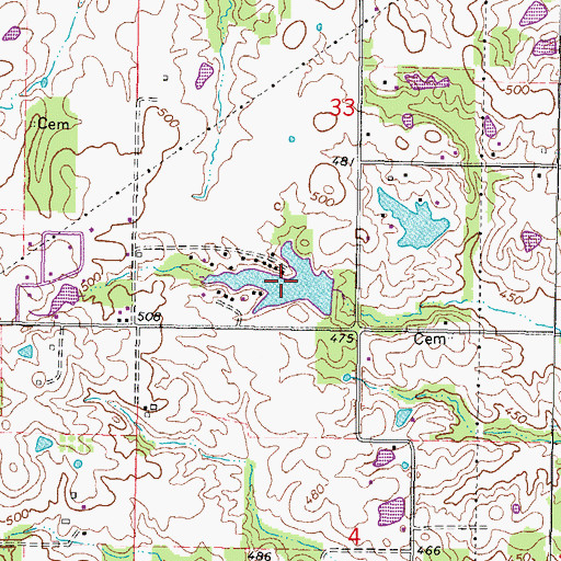 Topographic Map of Knights of Pythias Lake, IL