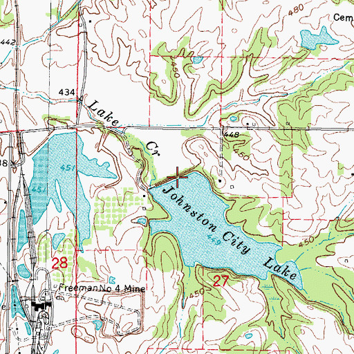 Topographic Map of Johnston City Reservoir Dam, IL