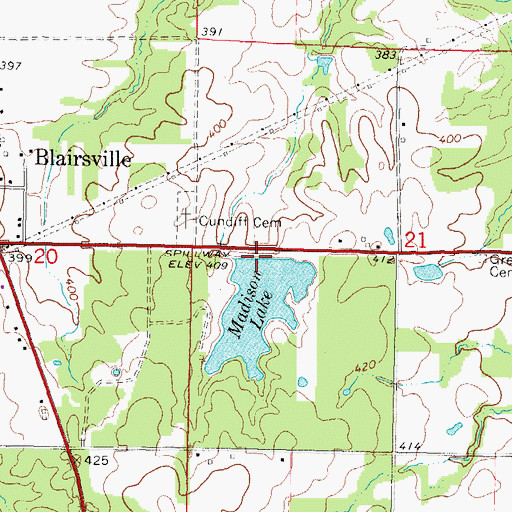 Topographic Map of Madison Lake Dam, IL