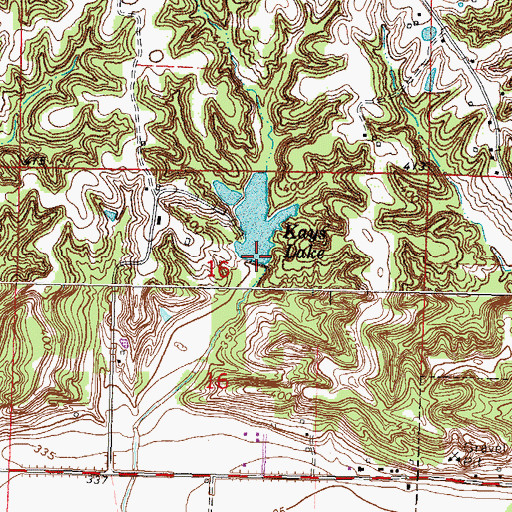 Topographic Map of Kays Lake Dam, IL