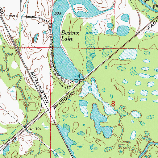 Topographic Map of Beaver Lake Dam, IL