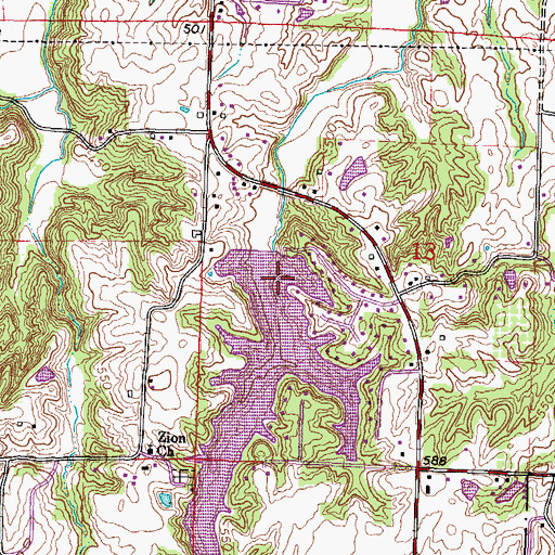 Topographic Map of Sycamore Creek Dam, IL