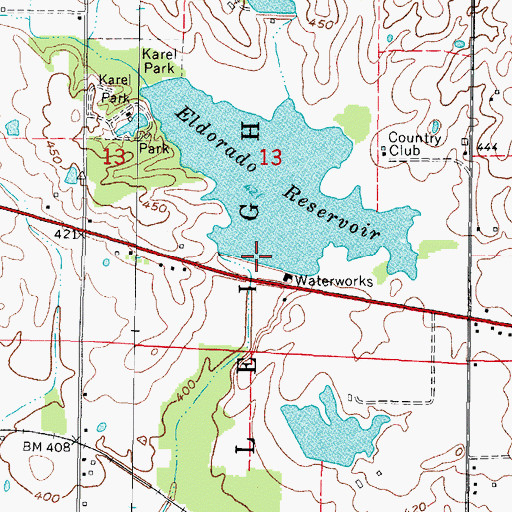 Topographic Map of Eldorado Reservoir Dam, IL