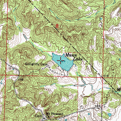 Topographic Map of Mann Lake Dam, IL