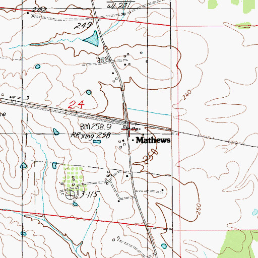 Topographic Map of Mathews Post Office, AL