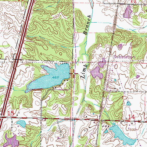 Topographic Map of Teal Lake Dam, IL