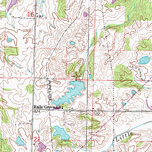 Topographic Map of Belford Lake Dam, IL