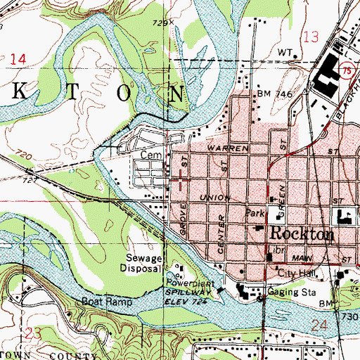 Topographic Map of Rockton Dam, IL