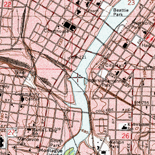 Topographic Map of Fordam Dam, IL