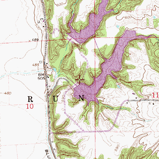 Topographic Map of Rocky Run Lake Dam, IL