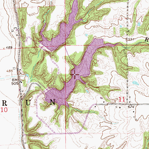 Topographic Map of Rocky Run Lake, IL