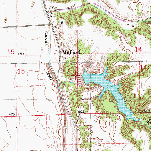 Topographic Map of Jennifer Creek Reservoir Dam, IL