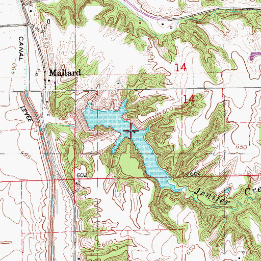 Topographic Map of Jennifer Creek Reservoir, IL