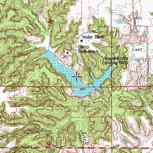 Topographic Map of Camp Saukenauk Lake, IL
