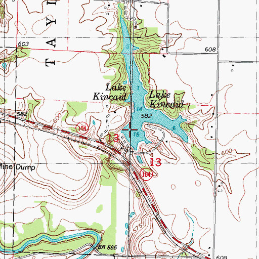 Topographic Map of Kincaid City Lake Dam, IL
