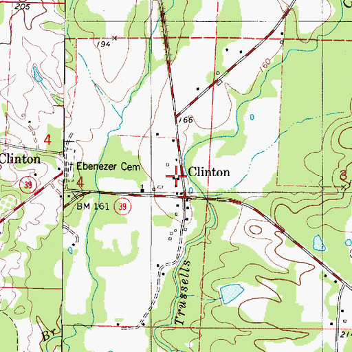 Topographic Map of Clinton Post Office, AL