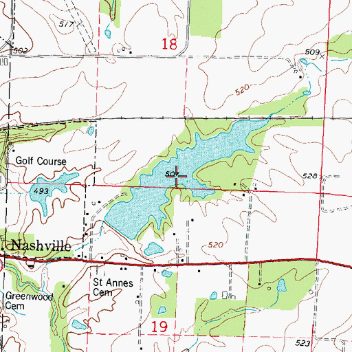 Topographic Map of Nashville City Reservoir, IL