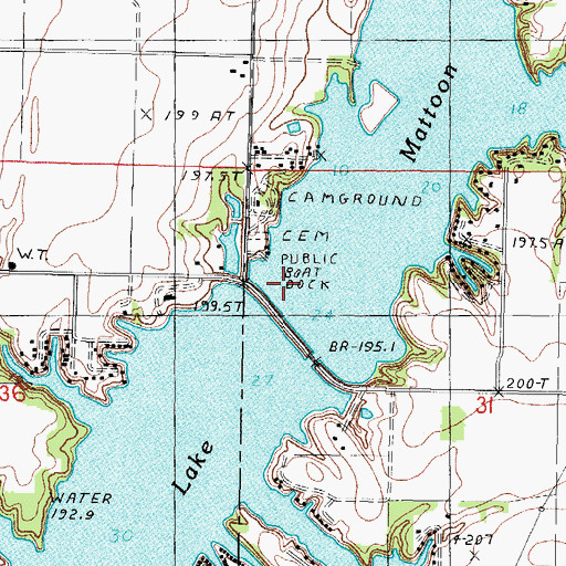 Topographic Map of Lake Mattoon, IL