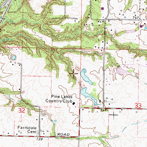 Topographic Map of Pine Lakes Country Club North Pond Dam, IL