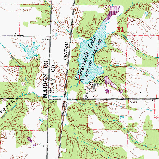 Topographic Map of Greendale Lake Dam, IL