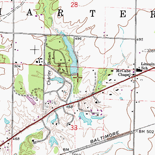 Topographic Map of Charley Brown Park Lake Dam, IL
