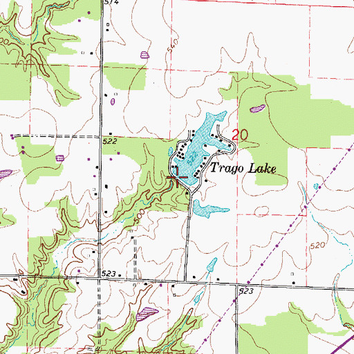 Topographic Map of Trago Lake Dam, IL
