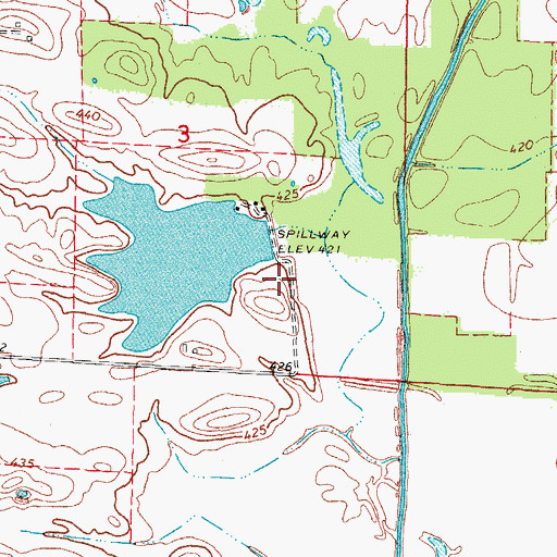 Topographic Map of Gaskin Lake Dam, IL