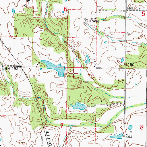 Topographic Map of Harrison Lake Dam, IL