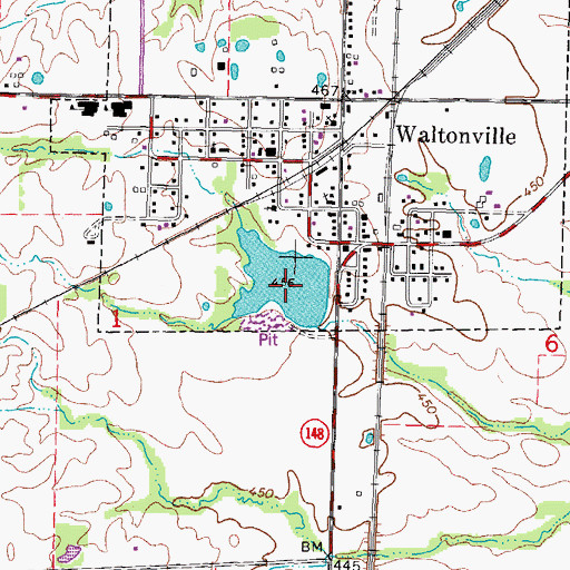 Topographic Map of Waltonville Lake, IL