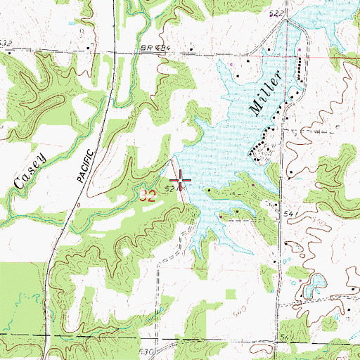 Topographic Map of Miller Lake Dam, IL