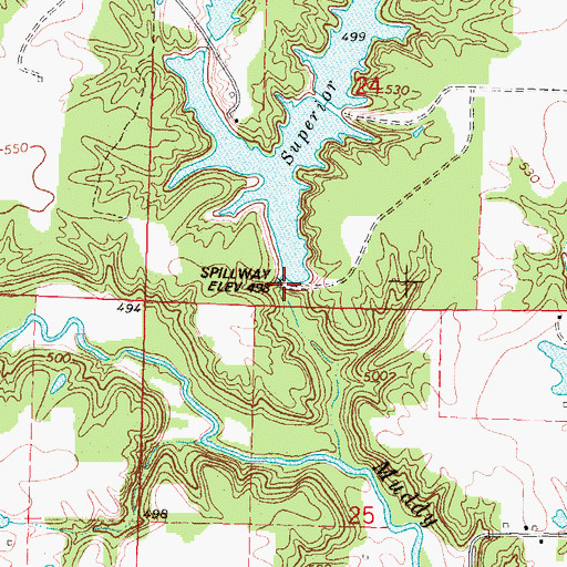 Topographic Map of Superior Lake Dam, IL