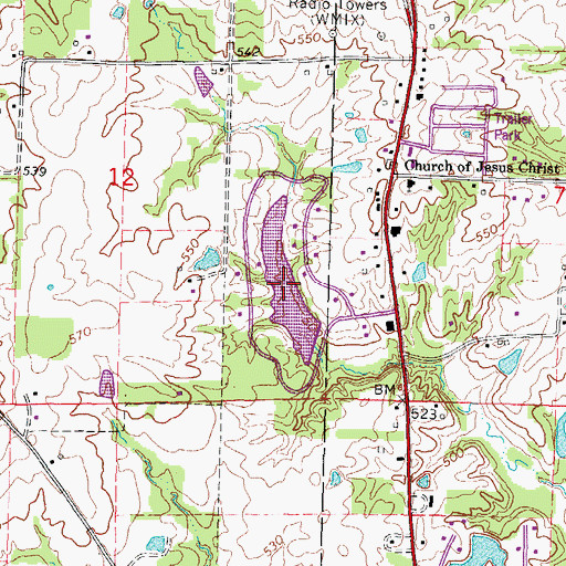Topographic Map of Hawthorne Hills Lake, IL