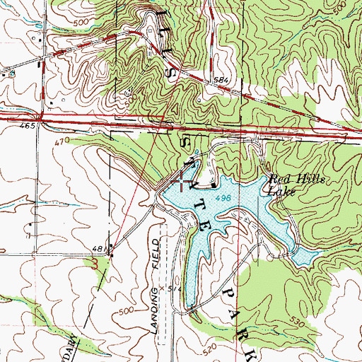 Topographic Map of Red Hills State Park Lake Dam, IL