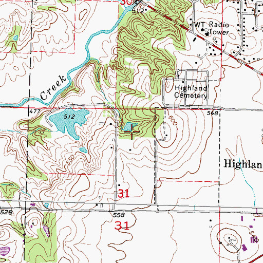 Topographic Map of Highland Sportsman Club Lake Dam, IL