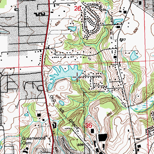 Topographic Map of Alton-Woodriver Sportsmens Reservoir Dam, IL
