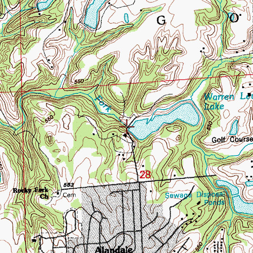 Topographic Map of Warren Levis Lake Dam, IL