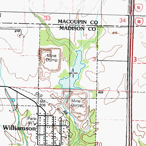 Topographic Map of Mount Olive Staunton Coal Company Reservoir, IL