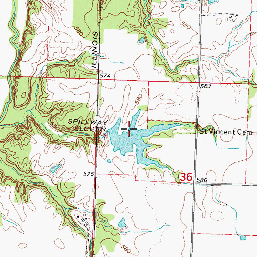 Topographic Map of Staunton Coal Company Reservoir Dam, IL