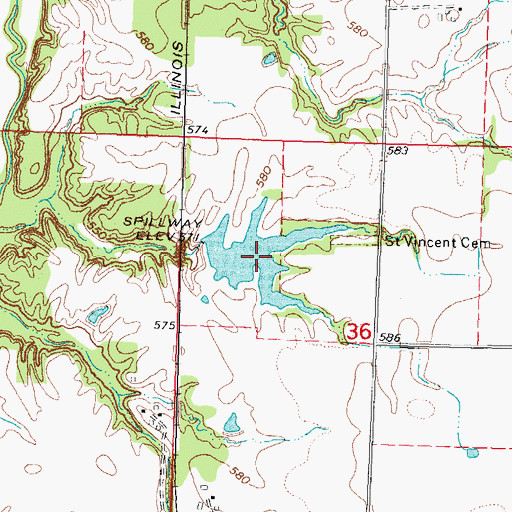 Topographic Map of Staunton Coal Company Reservoir, IL