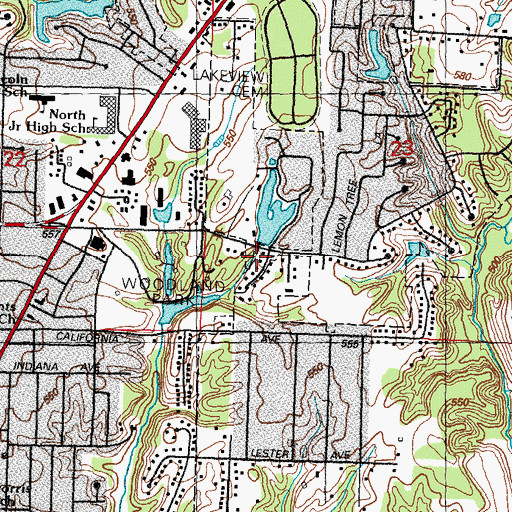 Topographic Map of Pine Lake Dam, IL