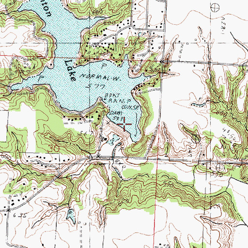 Topographic Map of Canton City Lake Dam, IL