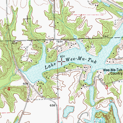 Topographic Map of Wee Ma Tuk Lake Dam, IL