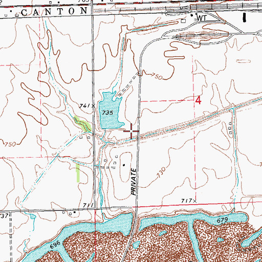 Topographic Map of Wolf Pond Dam, IL