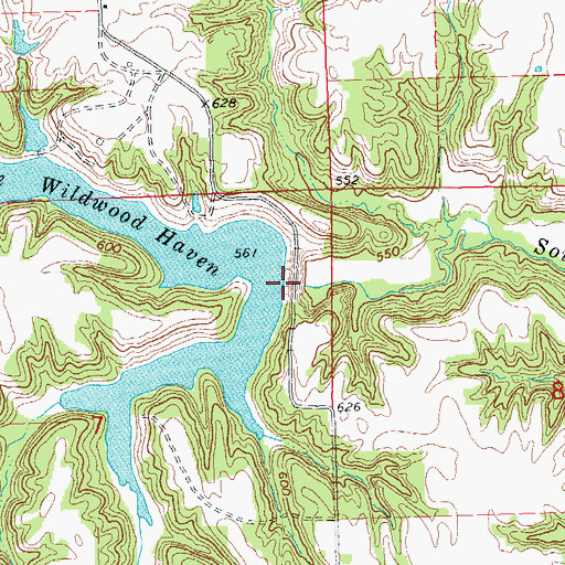 Topographic Map of Lake Wildwood Haven Dam, IL