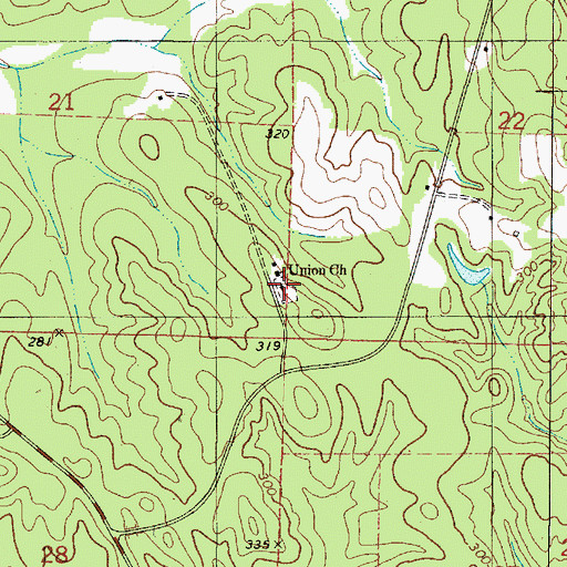 Topographic Map of Union Christian Church Cemetery, AL