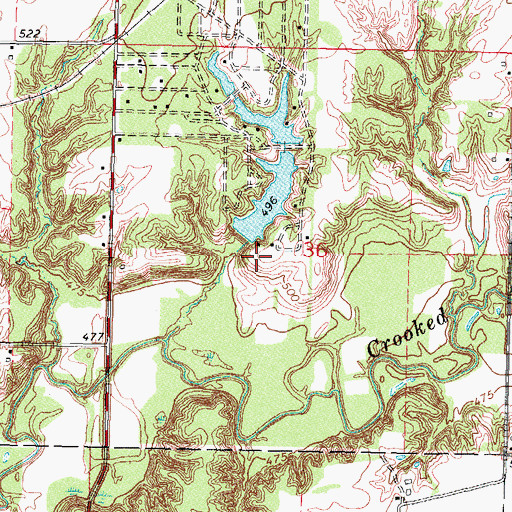 Topographic Map of Kings Lake Dam, IL